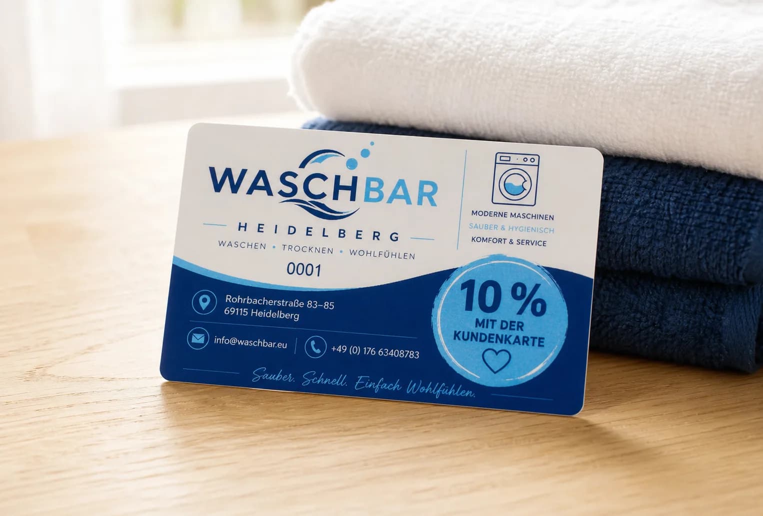 Waschbar Mitgliedskarte als echtes Produktfoto